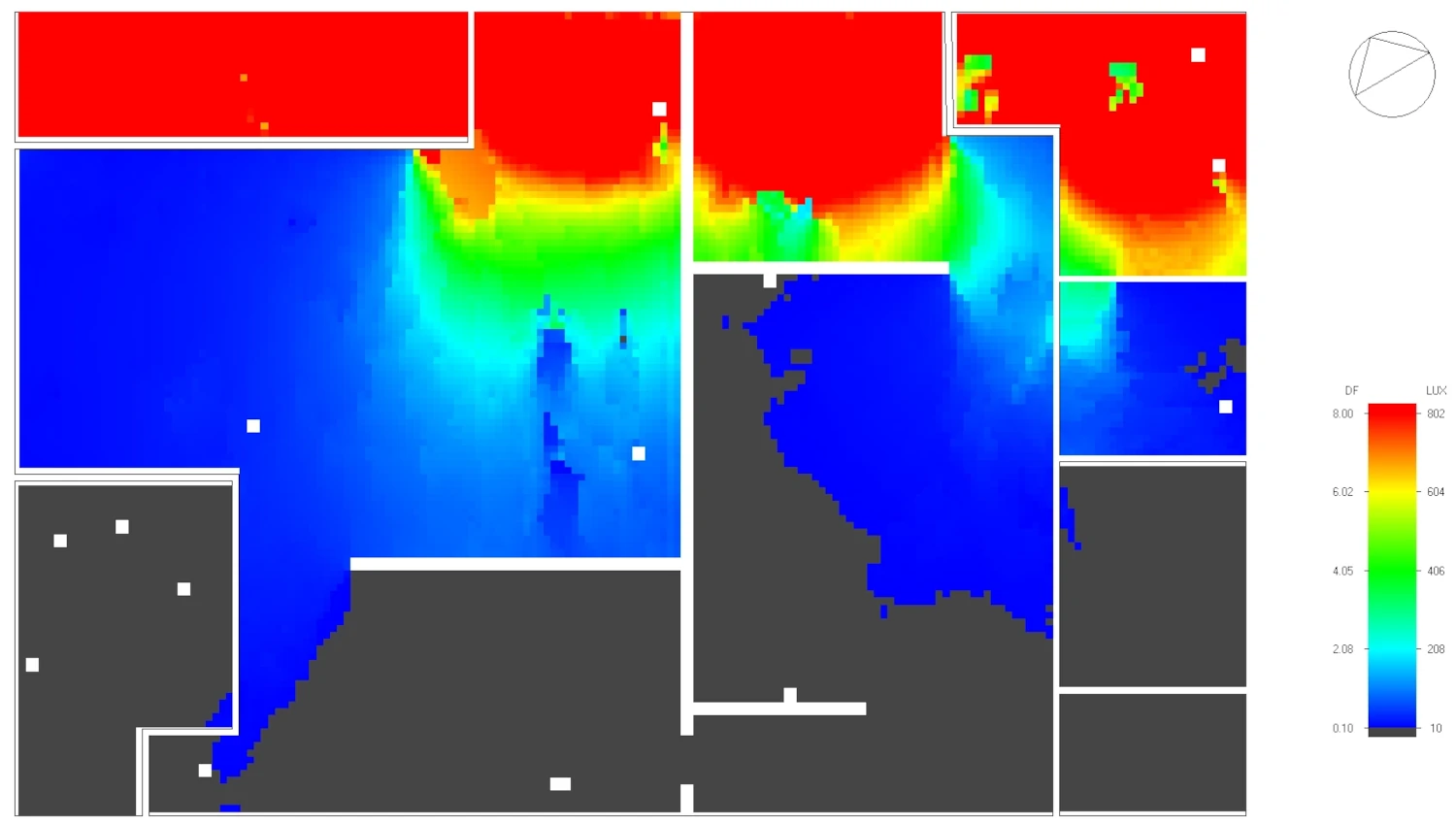 DesignBuilder daylight results for the office space