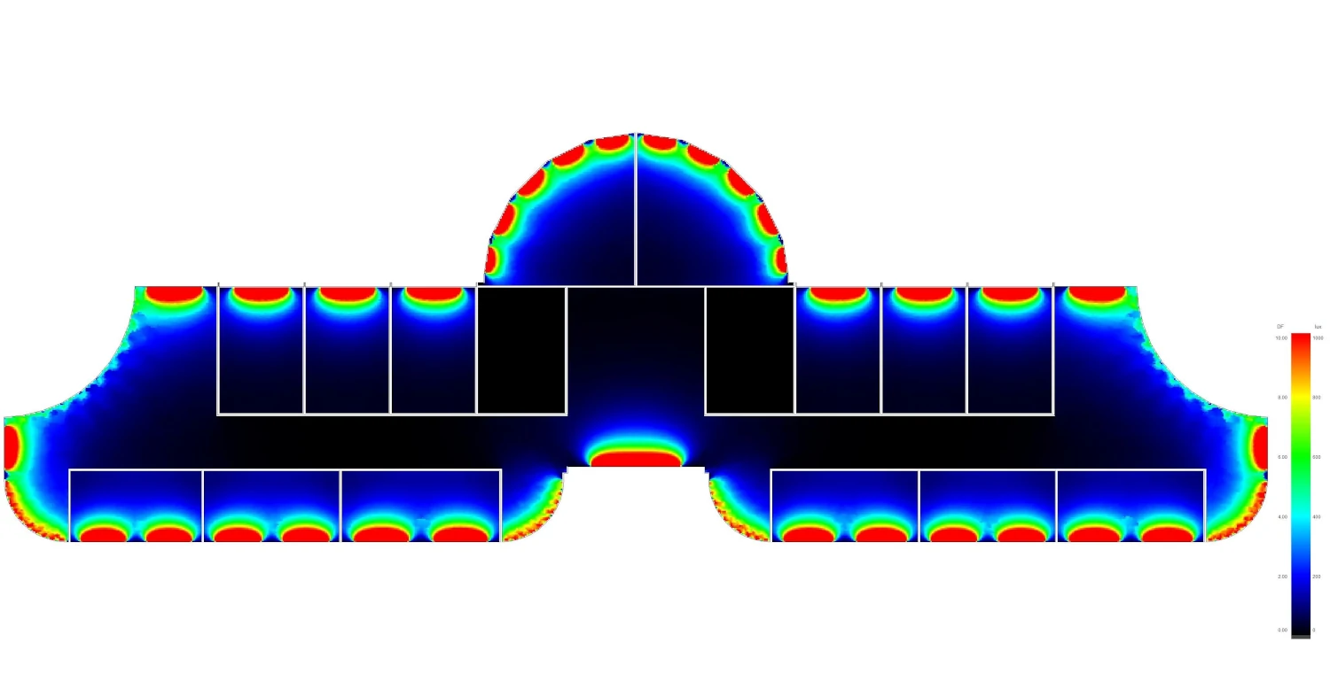 DesignBuilder render of a daylight simulation